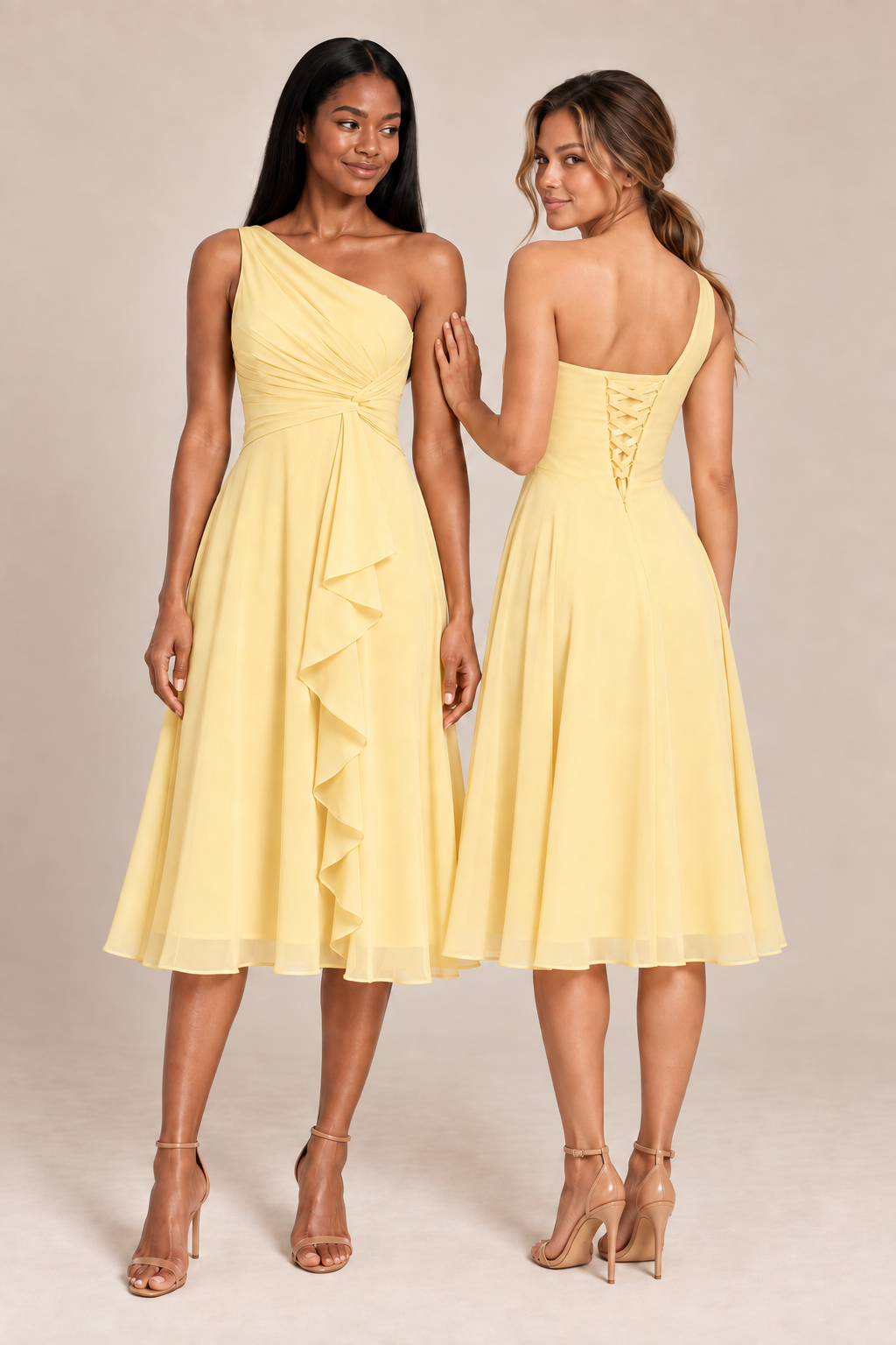 A0007 chiffon dress front and back views